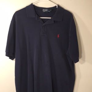Vtg Navy Blue polo with Red pony